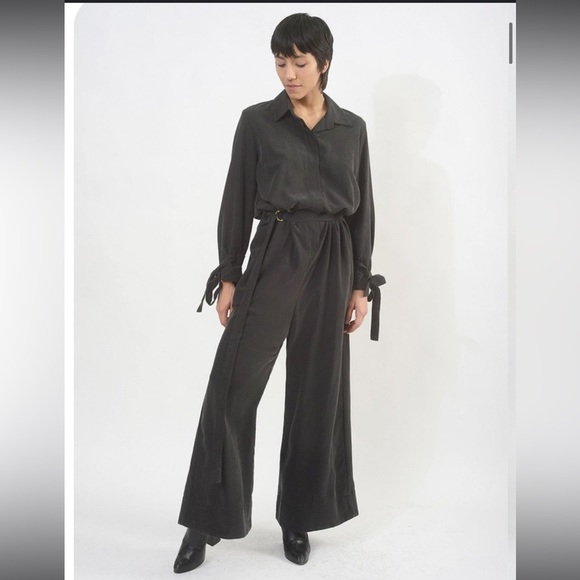 The Meg Black Bloaker Silky Belted Long Sleeve Jumpsuit - NWT - Picture 1 of 15